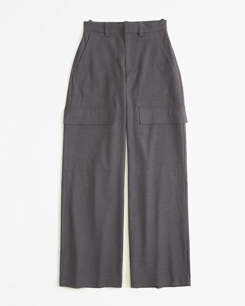 Midweight Suiting Wide Leg Cargo Pant