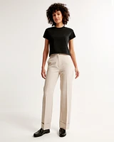 High Rise Cuffed Tailored Straight Pant