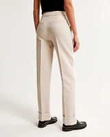 High Rise Cuffed Tailored Straight Pant