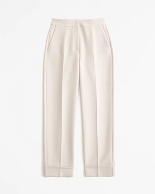 High Rise Cuffed Tailored Straight Pant
