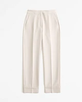 High Rise Cuffed Tailored Straight Pant