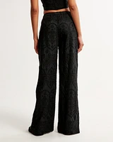 Textured Cutwork Pull-On Pant