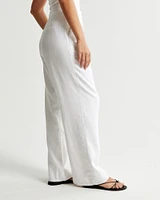 Curve Love A&F Sloane Tailored Linen-Blend Pant