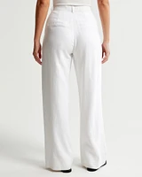 Curve Love A&F Sloane Tailored Linen-Blend Pant