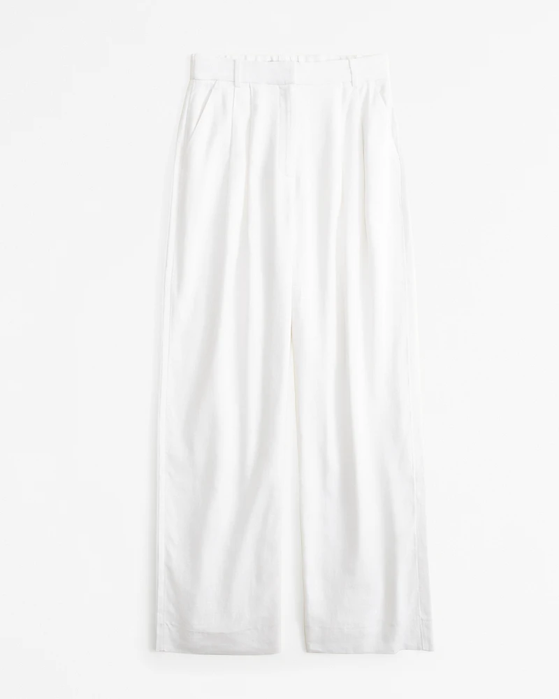 Curve Love A&F Sloane Tailored Linen-Blend Pant