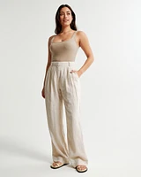 Curve Love A&F Sloane Tailored Linen-Blend Pant