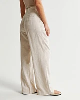 Curve Love A&F Sloane Tailored Linen-Blend Pant