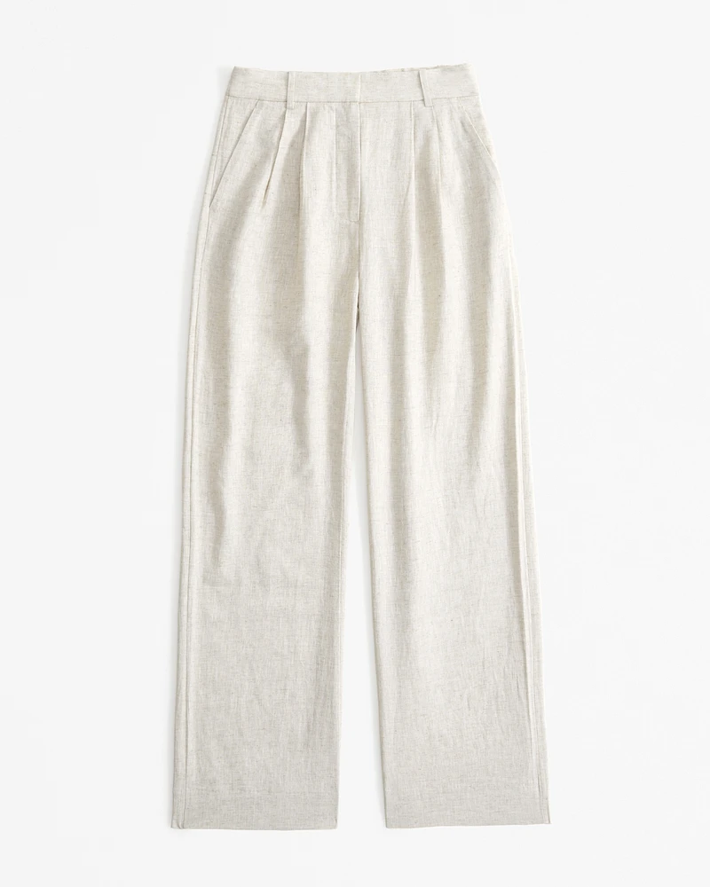 Curve Love A&F Sloane Tailored Linen-Blend Pant