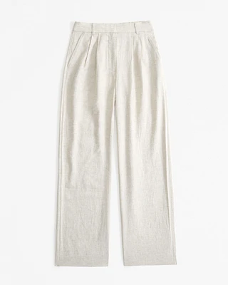 Curve Love A&F Sloane Tailored Linen-Blend Pant