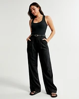 Curve Love A&F Sloane Tailored Linen-Blend Pant