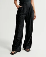 Curve Love A&F Sloane Tailored Linen-Blend Pant