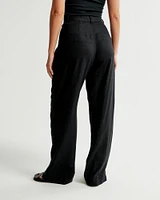 Curve Love A&F Sloane Tailored Linen-Blend Pant