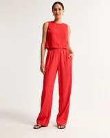 Linen-Blend Pull-On Pant