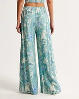 Crinkle Textured Pull-On Palazzo Pant