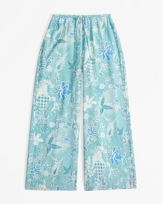 Crinkle Textured Pull-On Palazzo Pant