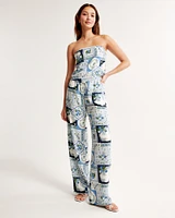 Faux Silk Pull-On Wide Leg Pant