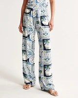 Faux Silk Pull-On Wide Leg Pant