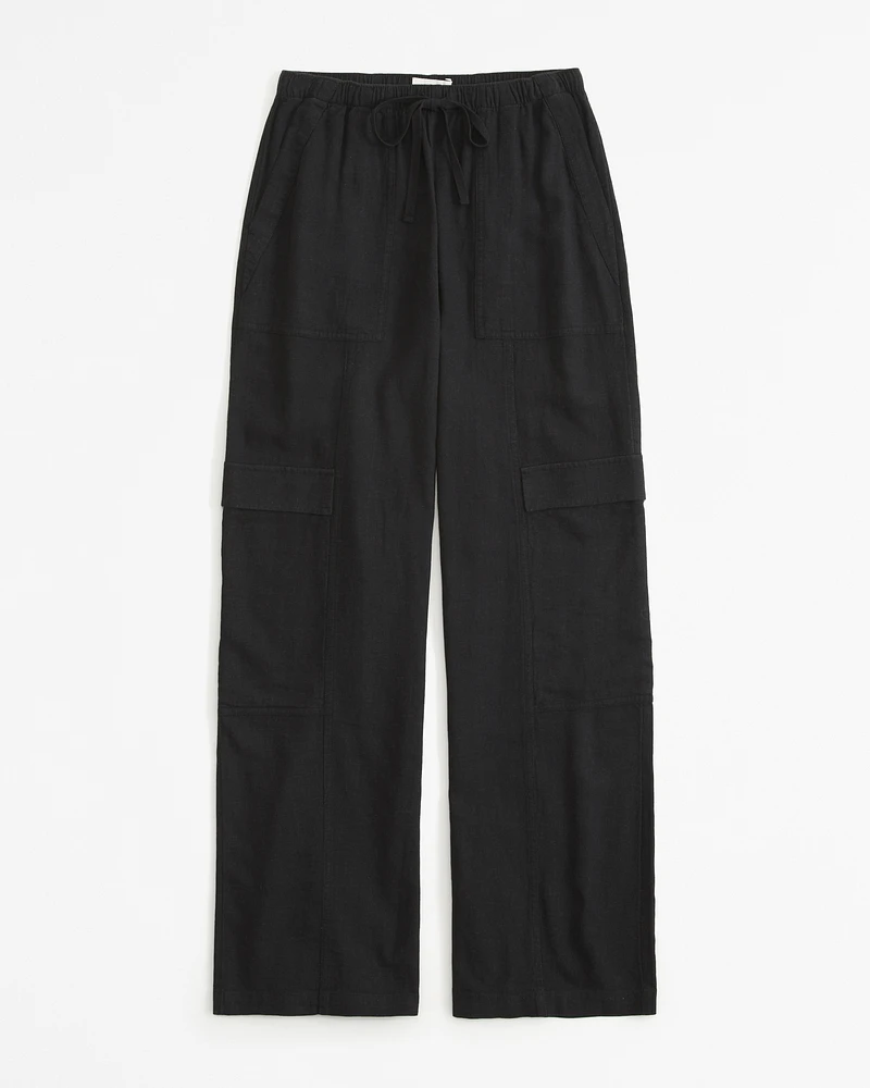 Linen-Blend Pull-On Cargo Pant