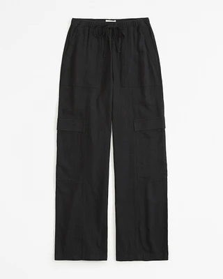 Linen-Blend Pull-On Cargo Pant