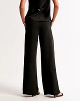 A&F Harper Tailored Premium Crepe Ultra-Wide Leg Pant