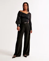 Curve Love A&F Harper Tailored Premium Crepe Ultra-Wide Leg Pant