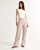 Cuffed Hem Tailored Wide Leg Pant