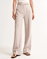 Cuffed Hem Tailored Wide Leg Pant