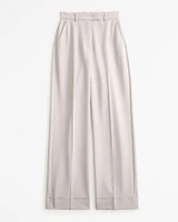 Cuffed Hem Tailored Wide Leg Pant