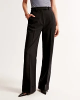 Cuffed Hem Tailored Wide Leg Pant