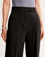 Cuffed Hem Tailored Wide Leg Pant