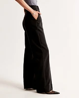 Cuffed Hem Tailored Wide Leg Pant