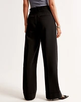 Cuffed Hem Tailored Wide Leg Pant