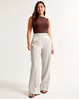 Curve Love Cuffed Hem Tailored Wide Leg Pant