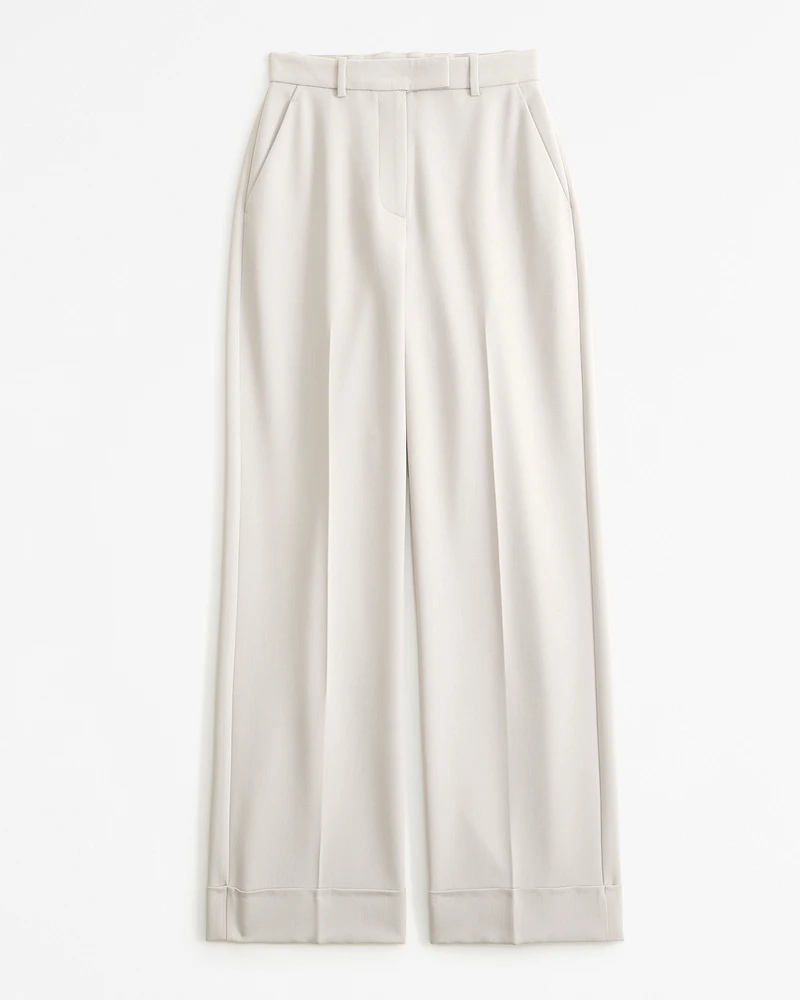 Curve Love Cuffed Hem Tailored Wide Leg Pant