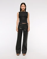 Vegan Leather Low Rise Baggy Pant