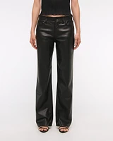 Vegan Leather Low Rise Baggy Pant