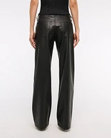 Vegan Leather Low Rise Baggy Pant