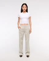 Mid Rise Tailored Straight Pant