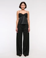 Mid Rise Tailored Wide Leg Pant