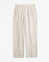 Linen-Blend Tailored Straight Pant