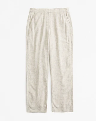 Curve Love Linen-Blend Tailored Straight Pant