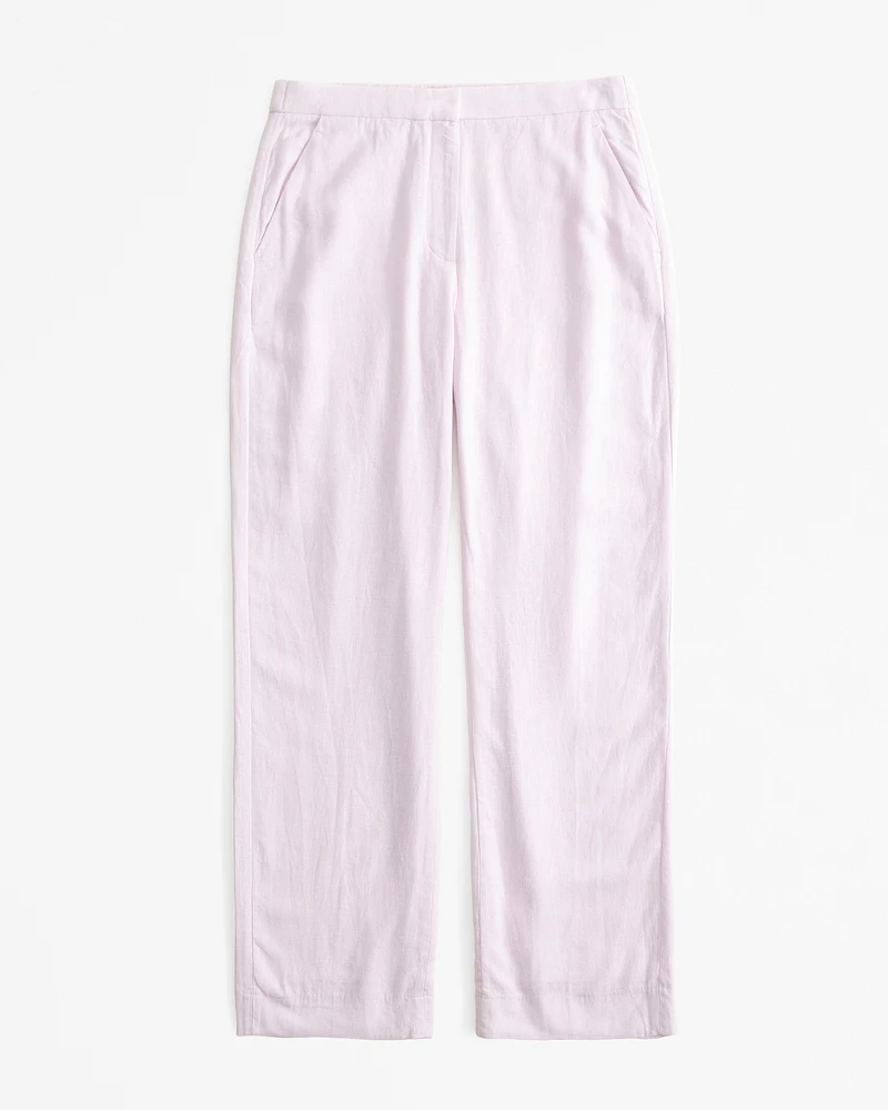 Curve Love Linen-Blend Tailored Straight Pant