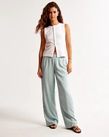 Linen-Blend Pull-On Pant