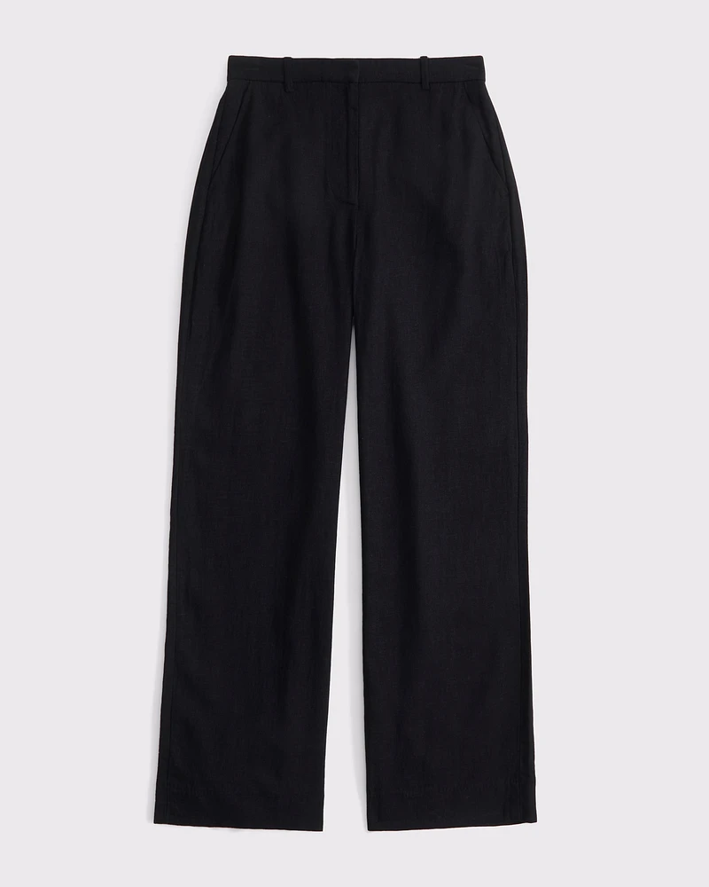 A&F Sloane High Rise Tailored Linen Blend Wide Leg Pant