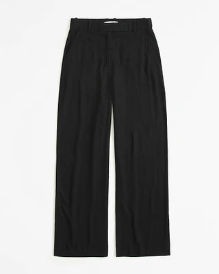 Linen-Blend Tailored Straight Pant