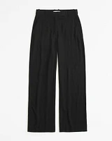 Linen-Blend Tailored Straight Pant