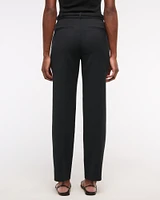 High Rise Belted Ankle Straight Pant