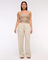 Curve Love Tailored Linen-Blend Wide Leg Pant