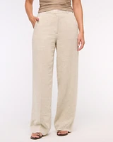 Curve Love Tailored Linen-Blend Wide Leg Pant