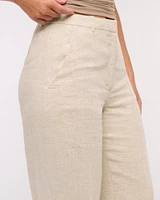 Curve Love Tailored Linen-Blend Wide Leg Pant